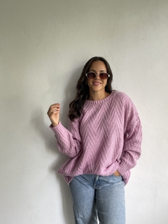 MAXI SWEATER LARGO TEJIDO HILO FRIZA TRAMADO ZIG ZAG - AGATHA - Dasom | MAYORISTA