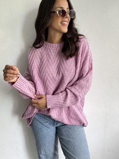 MAXI SWEATER LARGO TEJIDO HILO FRIZA TRAMADO ZIG ZAG - AGATHA - Dasom | MAYORISTA