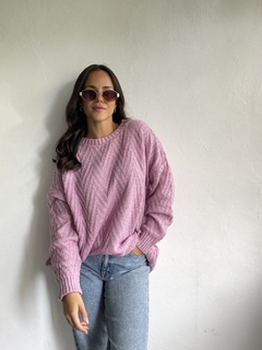 MAXI SWEATER LARGO TEJIDO HILO FRIZA TRAMADO ZIG ZAG - AGATHA - tienda online