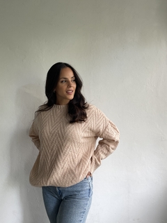 MAXI SWEATER LARGO TEJIDO HILO FRIZA TRAMADO ZIG ZAG - AGATHA - comprar online