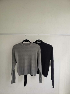 SWEATER BASICO DE HILO CHENILLE CON DETALLE CALADO - SWEATER ARACELI - tienda online