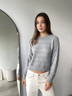 SWEATER BASICO DE HILO CHENILLE CON DETALLE CALADO - SWEATER ARACELI - comprar online