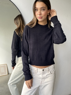 SWEATER BASICO DE HILO CHENILLE CON DETALLE CALADO - SWEATER ARACELI en internet