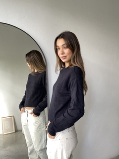 Imagen de SWEATER BASICO DE HILO CHENILLE CON DETALLE CALADO - SWEATER ARACELI