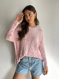 SWEATER TEJIDO HILO ALGODON CALADO - ATENA - tienda online