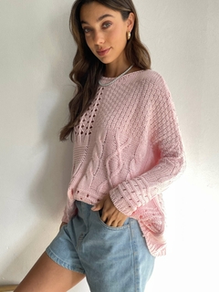 Imagen de SWEATER TEJIDO HILO ALGODON CALADO - ATENA