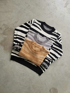 SWEATER TEJIDO EN DOBLE HEBRA DE BREMER DISENO CEBRA - SWEATER BELLA - tienda online