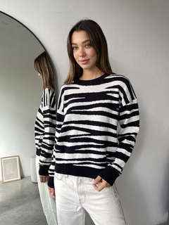 SWEATER TEJIDO EN DOBLE HEBRA DE BREMER DISENO CEBRA - SWEATER BELLA - comprar online