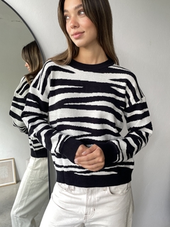 SWEATER TEJIDO EN DOBLE HEBRA DE BREMER DISENO CEBRA - SWEATER BELLA