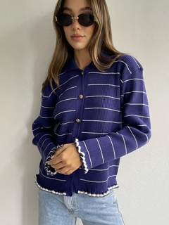 SACO CHOMBA RAYADA TEJIDA BREMER PUNTO MORLEY CON VOLADOS - BERENICE - tienda online