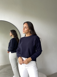 SWEATER TEJIDO DOBLE HEBRA BREMER PUNTO INGLES TAJOS - SWEATER BIANCA - tienda online