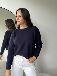 SWEATER TEJIDO DOBLE HEBRA BREMER PUNTO INGLES TAJOS - SWEATER BIANCA en internet