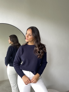 SWEATER TEJIDO DOBLE HEBRA BREMER PUNTO INGLES TAJOS - SWEATER BIANCA - Dasom | MAYORISTA