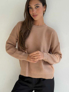 SWEATER TEJIDO DOBLE HEBRA BREMER PUNTO INGLES TAJOS - SWEATER BIANCA en internet