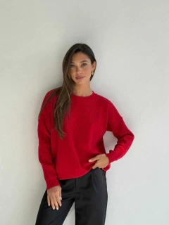 SWEATER TEJIDO DOBLE HEBRA BREMER PUNTO INGLES TAJOS - SWEATER BIANCA - tienda online