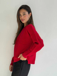 SWEATER TEJIDO DOBLE HEBRA BREMER PUNTO INGLES TAJOS - SWEATER BIANCA - Dasom | MAYORISTA