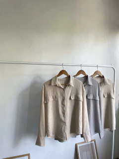CAMISA HOMBRO CAIDO LINO CAMISERO RAYAS - CAMISA JENNY - Dasom | MAYORISTA