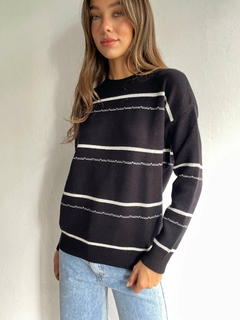 SWEATER BASICO TEJIDO DOBLE HILO DE BREMER CON RAYAS Y DETALLES - SWEATER CANDY