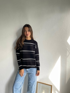 SWEATER BASICO TEJIDO DOBLE HILO DE BREMER CON RAYAS Y DETALLES - SWEATER CANDY en internet