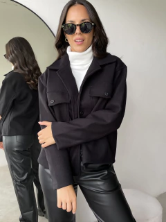 CAMPERA TIPO CAMISACO DE PAÑO PUNTO - ELENA - comprar online