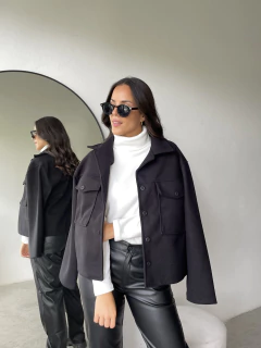 CAMPERA TIPO CAMISACO DE PAÑO PUNTO - ELENA - comprar online