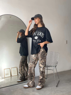 GANGA - PANTALON RIGIDO GABARDINA ANIMAL PRINT - INGRID en internet