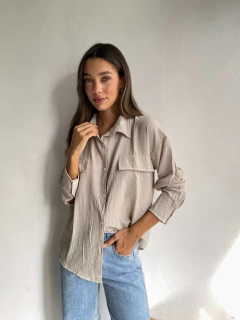 CAMISA HOMBRO CAIDO LINO CAMISERO RAYAS - CAMISA JENNY
