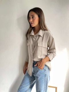 CAMISA HOMBRO CAIDO LINO CAMISERO RAYAS - CAMISA JENNY - comprar online