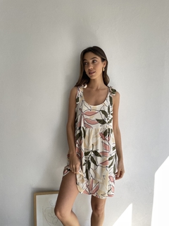 Imagen de VESTIDO DE LINO ELASTIZADO ESTAMPADO LARGO REGULABLE - KENDALL