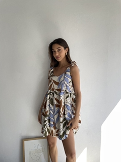 VESTIDO DE LINO ELASTIZADO ESTAMPADO LARGO REGULABLE - KENDALL
