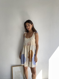 VESTIDO DE LINO ELASTIZADO ESTAMPADO LARGO REGULABLE - KENDALL - Dasom | MAYORISTA