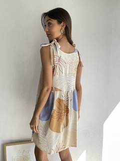 VESTIDO DE LINO ELASTIZADO ESTAMPADO LARGO REGULABLE - KENDALL en internet