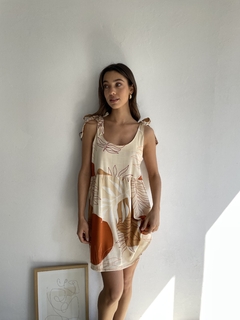 VESTIDO DE LINO ELASTIZADO ESTAMPADO LARGO REGULABLE - KENDALL en internet