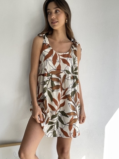 Imagen de VESTIDO DE LINO ELASTIZADO ESTAMPADO LARGO REGULABLE - KENDALL