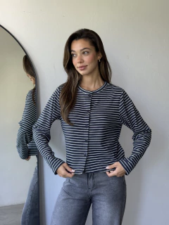 Imagen de SACO ABIERTO DARLON RAYADO CUELLO REDONDO - LAUDY