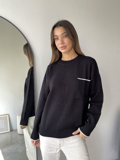 Imagen de SWEATER TEJIDO DOBLE HILO BREMER CON BOLSILLO COMBINADO MORLEY - SWEATER MADDY