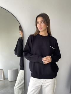 SWEATER TEJIDO DOBLE HILO BREMER CON BOLSILLO COMBINADO MORLEY - SWEATER MADDY - Dasom | MAYORISTA