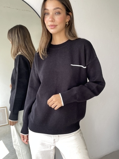 SWEATER TEJIDO DOBLE HILO BREMER CON BOLSILLO COMBINADO MORLEY - SWEATER MADDY - Dasom | MAYORISTA