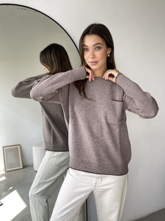 SWEATER TEJIDO DOBLE HILO BREMER CON BOLSILLO COMBINADO MORLEY - SWEATER MADDY - comprar online