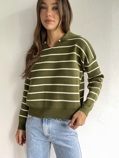 SWEATER CHOMBA TEJIDO DOBLE HILO BREMER RAYADO - MALENA