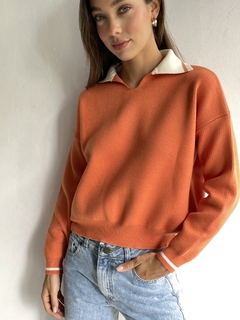 CHOMBA ANCHA OVERSIZE TEJIDO DOBLE HILO BREMER COMBINADO - MARGOT en internet