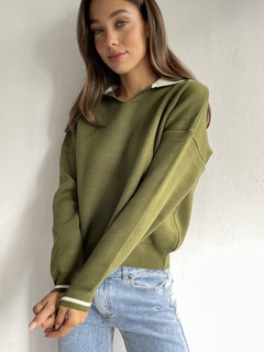 CHOMBA ANCHA OVERSIZE TEJIDO DOBLE HILO BREMER COMBINADO - MARGOT - tienda online