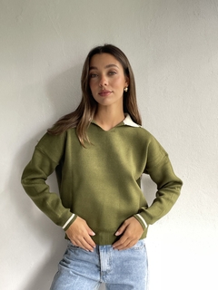 CHOMBA ANCHA OVERSIZE TEJIDO DOBLE HILO BREMER COMBINADO - MARGOT en internet