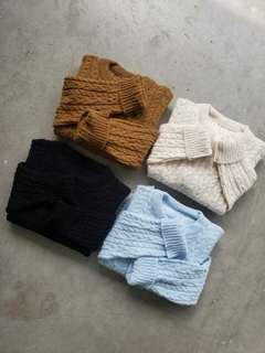SWEATER ANCHO TEJIDO HILO FRISADO TRENZAS - SWEATER TRIANA - tienda online