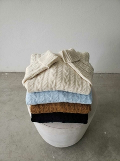 SWEATER ANCHO TEJIDO HILO FRISADO TRENZAS - SWEATER TRIANA - comprar online