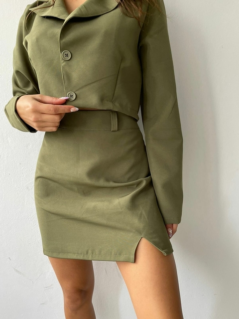 POLLERA DE SASTRERO TWILL CON TAJO EN LA DELANTERA — LUCY