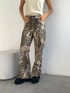 GANGA - PANTALON RIGIDO GABARDINA ANIMAL PRINT - INGRID
