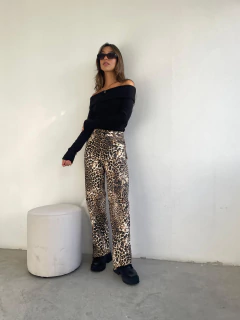 GANGA - PANTALON RIGIDO GABARDINA ANIMAL PRINT - INGRID