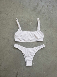 CONJUNTO TOP CUADRADO Y VEDETINA DE MORLEY CON TEXTURA - BIKINI ALBA en internet