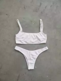 CONJUNTO TOP CUADRADO Y VEDETINA DE MORLEY CON TEXTURA - BIKINI ALBA - comprar online